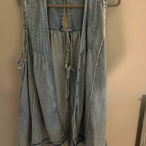 We The Free Blue Denim Vest